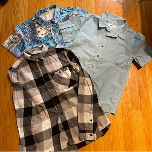 LOT of 3 Boys Casual Shirt Set - Blue, Black, and Gray